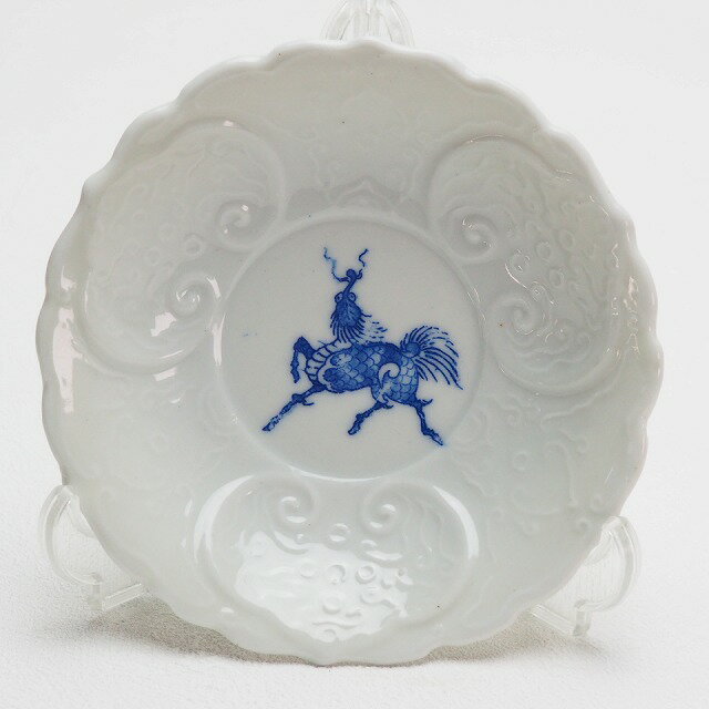 麒麟文様 小皿 0386明治時代 伊万里 染付 印判食器 酒 酒器 古伊万里骨董 アンティーク【中古】JAPAN japanese antique vintage tableware porcelain china small dish valuables Production stopのサムネイル