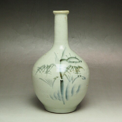 竹紋様 徳利 0176手描き 明治 酒器 一輪挿し 陶磁器 瀬戸物 骨董 アンティーク 【中古】JAPAN japanese..