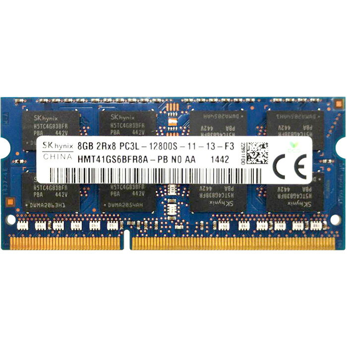 【送料無料】【中古】ノートパソコン ノートPC用 メモリ SK Hynix RAM PC3L-12800S(DDR3L-1600) 204ピン 1600MHz SO-DIMM 8GB 2Rx8 低電圧仕様 1.35V HMT41GS6BFR8A-PB