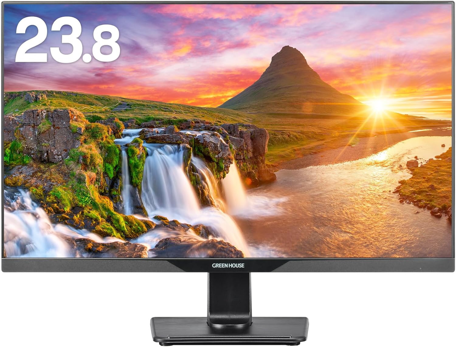 GREENHOUSE GH-LCW24L-BK 2022年製品 液晶モニター 23.8インチワイド ブラック 1920×1080 （フルHD）IPSパネル LEDバックライト付 非光沢 ノングレア 液晶ディスプレイ HDMI ディスプレイポート VGA PS4 switch 対応 スイッチ 【中古】