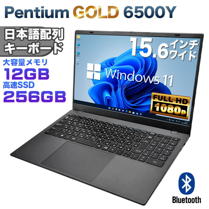 【新品】Windows11 ノートパソコン office付き 15.6インチワイド液晶 フルHD Intel Pentium GOLD 6500Y メモリ12GB 新品SSD256GB NVMe PCIe3.0 USB3.0 HDMI 日本語配列キーボード【NC15】