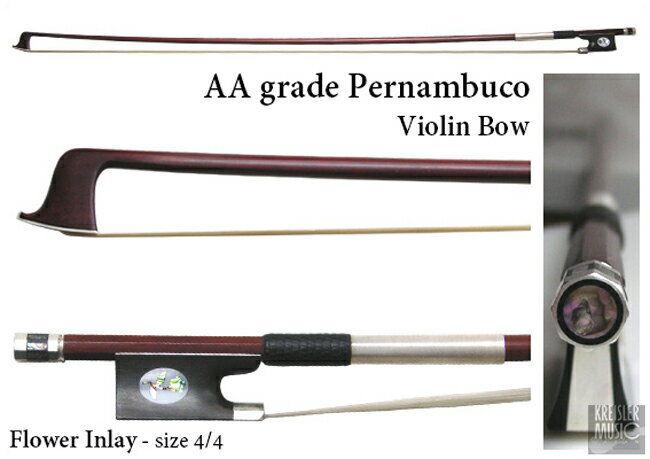 バイオリン 弓 最上質AA ペルナンブーコ 花 純銀 貝細工 IX Violinbow 4/4 フルサイズ