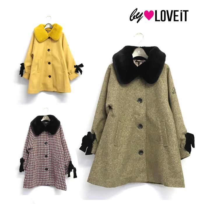 60 OFF セール 【返品 交換不可】 by LOVEiT バイラビット 子供服 23冬 ファー衿取り外し袖リボンコート by7834304