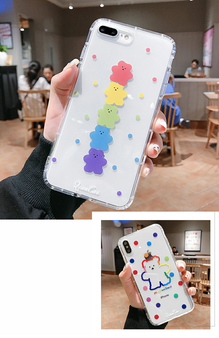 可愛いスマホケース アイフォン 柔らかい iPhone7/8 iPhoneX iPhone11 iPhone12 iPhone13 SNS 透明ケース TPU くま bear カラーフールー かわいい cute 韓国 iphoneケース カメラ保護ケース スマホカバー アイホン クリアケース スマホ アクセサリー bear-sp 0013