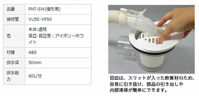 【テクノテック】洗濯機用床上配管対応防水パン TPU640-W1-FN 開口有専用排水トラップ付専用フレキ無 アイボリーホワイト CMLF-1631246 メーカー直送品 3