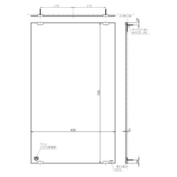 【TOTO】化粧鏡（耐食鏡） 角形　耐食塗布　YM4575F　サイズ450×750　浴室・洗面アクセサリー　裏面耐食塗料使用 送料無料