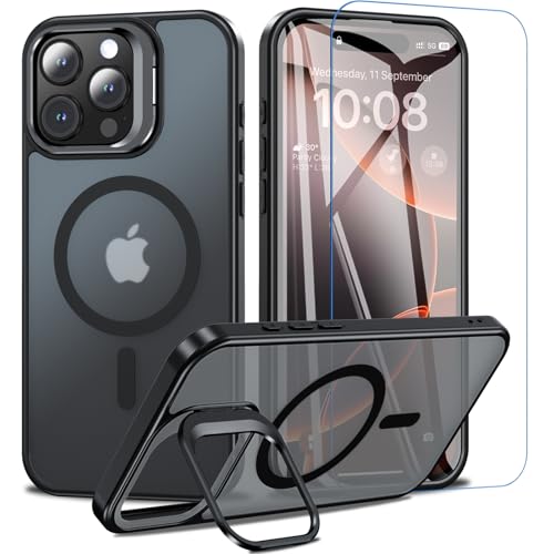 BESINPO iPhone 16 Pro Max ケース [ガラスフィルム付き・MagSafe対応・スタンド機能] アイフォン16プロマックス ケース 縦横両対応