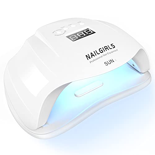 ◆商品名：NAILGIRLS LED & UV ネイルライト 54w ネイル硬化ライト プロ向け LEDネイルドライヤー 無痛モード機能付き　UVライト ジェルネイルライト レジン ライト 快速硬化 自動センサー機能 全ジェル対応 日本語使用マニュアル スマート人感センサー。10s、30s、60s、99sの四つ時間モード設定できます。時間ボダンを押して、手を中の入ると、ライトが点灯しながら、LCDディスプレイに時間がカウントダウンします。使い勝手がよくて、だれでも自宅で簡単に使用できます。 超快速硬化・プロ専用：36枚365＋405nmの最速のUV＋LEDダブル光源技術を採用して、ドーム型180度ムラなく全方位で照射し、硬化スビートは従来より速くとなります。★　99sの無痛モード搭載して、温度を徐々に上げて、ジェル硬化途中による痛みを抑えることができます。紫外線や痛みに敏感する方はこの99s低ヒート無痛モードをご利用オススメです！ 手足両用実現！台座はマグネット式で、簡単に取り外す可能です。使用空間が大きくて、手はもちろん、台座を取り外して足を入れるできます！ 広いスペースで、5本の指の爪または足の爪を同時に硬化させます。 ★高品質なLEDを採用して、約50000時間で利用できますので、ライト交換不要！ LED/UVダブル光源で、365nm＋405nmの照射波長で、このネイルドライヤーは、ほとんどのネイルジェルをすばやく硬化させることができます。 例：ベースコート、トップコート、カラージェル、ハードジェル、スカルプチャージェル、ジェムグルー、UV`レジンなど。 自信を持っておすすめるネイルUV/LEDライトでございます。内装は過熱保護施設があって、安全安心利用できます。