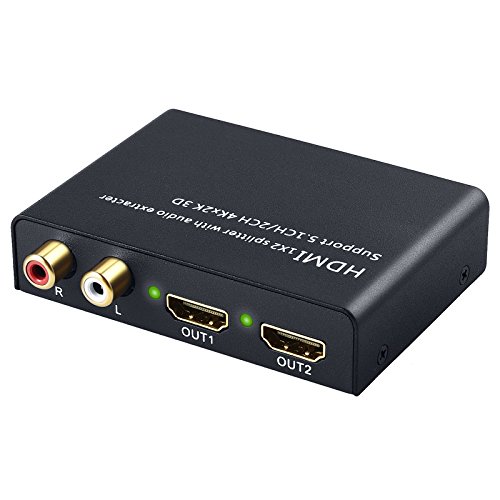 ELEVIEW HDMI 分配器 1入力 2出力 音声 分離 2画面 同時出力（SPDIF/Toslink 光デジタル RCAステレオ音声出力）hdmi スプリッタ