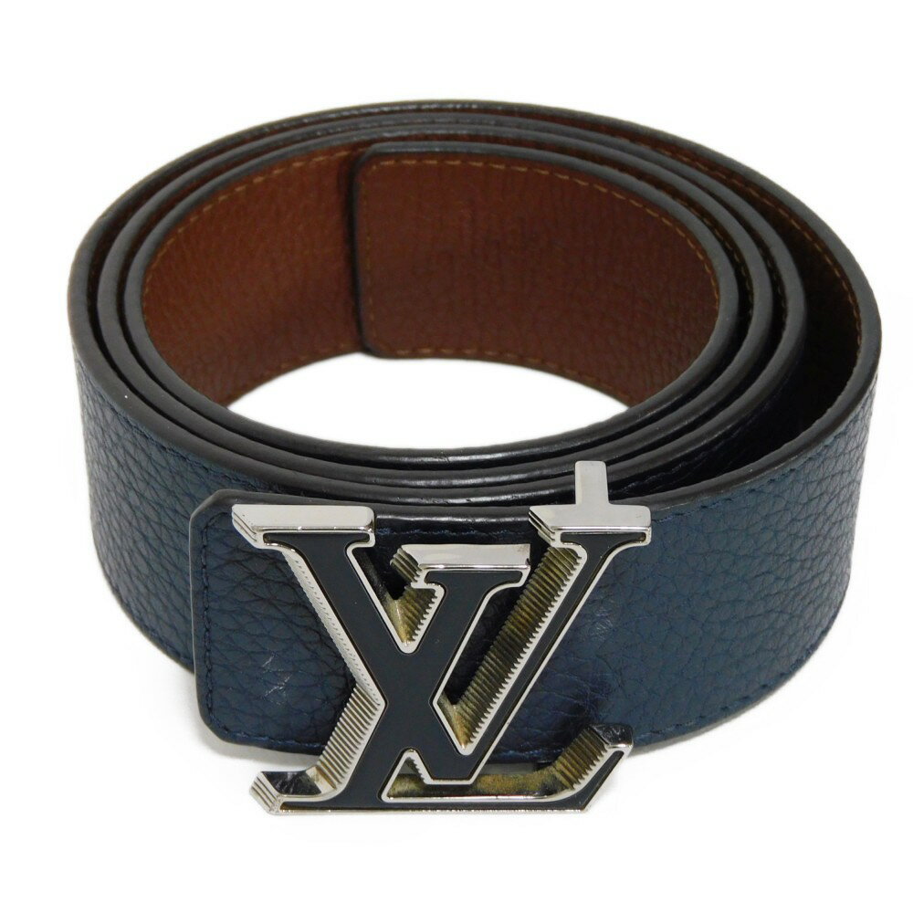 ルイ・ヴィトン LOUIS VUITTON ベルト LV ティルト リーバース 40MM LVロゴ エナメル 90/36 リバーシブル ネイビー ブラウン トリヨン M0027U メンズ エレガント 高級 上品 大人 ブランド【中古】