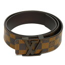 ルイ・ヴィトン LOUIS VUITTON ベルト サンチュール LVイニシャル 40MM 90/36 ロゴ LVサークル LVシグネチャー ブラウン ダミエ エベヌ M9807U メンズ エレガント 高級 上品 大人 ブランド【中古】