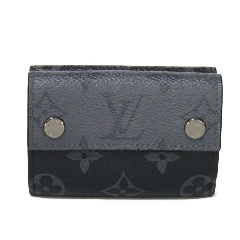 【スーパーSALE10％OFF】ルイ・ヴィトン LOUIS VUITTON 三つ折り財布 ディスカバリー コンパクト ウォレット Wスナップ RFID モノグラム エクリプス リバース ノワール M45417 メンズ サイフ お札入れ ブランド【中古】