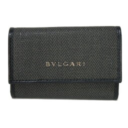 ブルガリ BVLGARI キーケース ウィークエンド キーホルダー スモール ヘリンボーン スナップボタン グレー ブラック 6連 ロゴ メタル 32583 メンズ エレガント 高級 上品 大人 ブランド【中古】