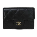 シャネル CHANEL キーケース クラシック キーホルダー ココマーク CCマーク ブラック スナップボタン 4連 マトラッセ ラムスキン A84028 レディース エレガント 高級 上品 大人 ブランド【中古】