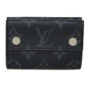 ルイ・ヴィトン LOUIS VUITTON 三つ折り財布 ディスカバリー コンパクト ウォレット LVロゴ フラワー ブラック モノグラム エクリプス ノワール M67630 メンズ サイフ お札入れ エレガント 高級 上品 大人 ブランド【中古】