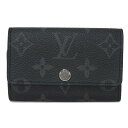 ルイ・ヴィトン LOUIS VUITTON キーケース ミュルティクレ 6 LVロゴ 新型 RFID 6連 ブラック 美品 現行 モノグラム エクリプス ノワール M82603 メンズ エレガント 高級 上品 大人 ブランド【中古】