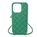 ボッテガヴェネタ BOTTEGAVENETA スマホケース ストラップ テックラバー iPhone 14 Pro ケース グリーン マキシ イントレチャート マ...
