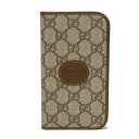グッチ GUCCI スマホケース インターロッキングG iPhone 15 ケース ダブルG ブラウン 手帳型 GGスプリーム ベージュ 760184 92TC...