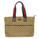 グッチ GUCCI トートバッグ シェリーライン マザーズ トート ロゴ レザーパッチ ブラウン ショルダーバッグ GGキャンバス ベージュ 155524 メン...