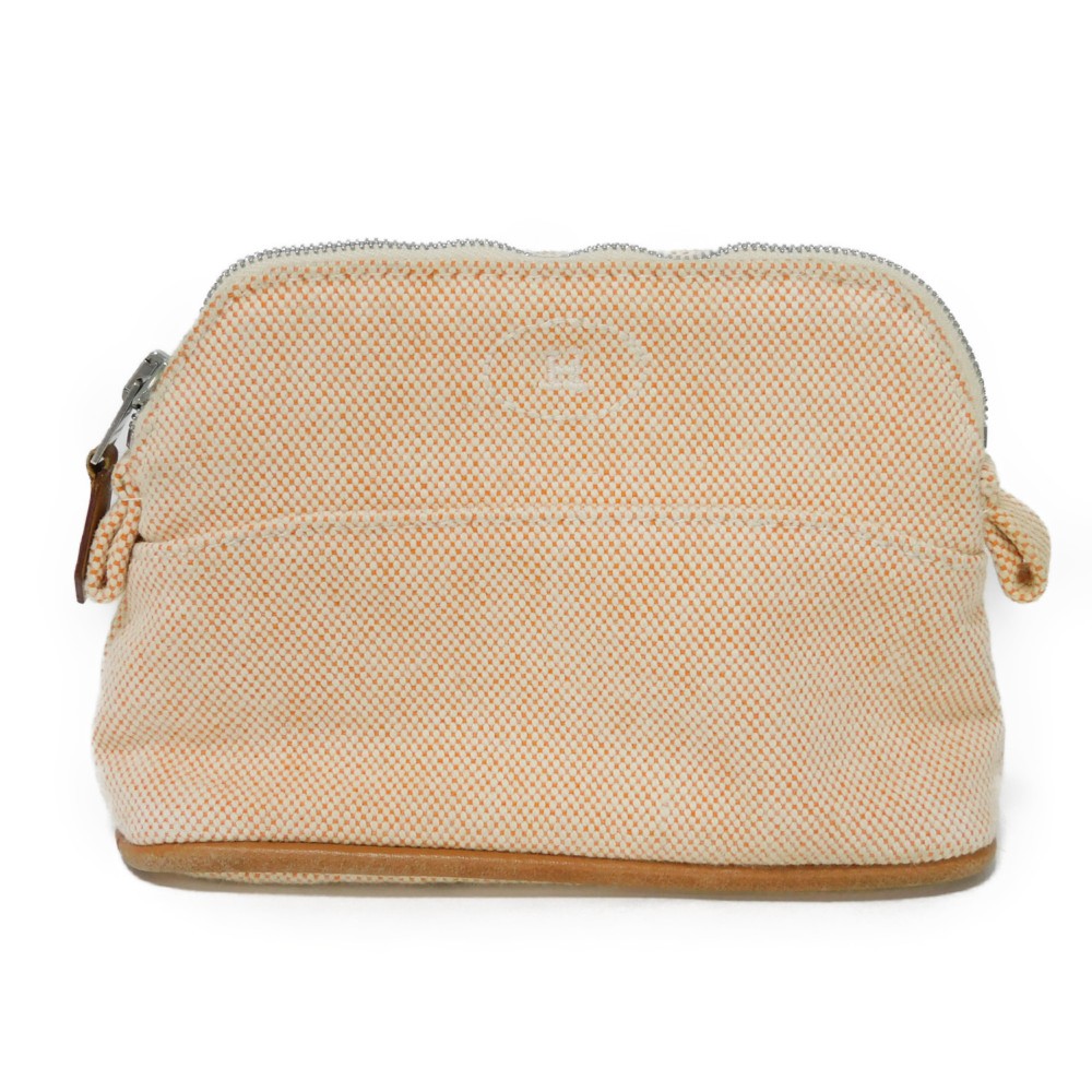 エルメス HERMES クラッチバッグ ボリード ポーチ ミニミニ 16 TPM Hロゴ 刺繡 コットン オレンジ Hマーク トワルアッシュ エクリュ MADE IN FRANCE刻印 メンズ レディースバッグ かばん エレガント 高級 上品 大人 ブランド【中古】