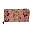グッチ GUCCI 長財布 ダブルG ジップアラウンドウォレット スネーク GGマーモント ラウンドファスナー エキゾチック パイソン ピンク 456117 メンズ レディース長サイフ サイフ お札入れ エレガント 高級 上品 大人 ブランド【中古】