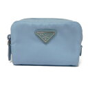 プラダ PRADA クラッチバッグ マイクロ Re-Nylon ポーチ 現行 ナイロン パステル RFID 美品 トライアングルロゴ ライトブルー 1ND339 R067 F0076 メンズ レディースバッグ かばん エレガント 高級 上品 大人 ブランド【中古】|詳細画像