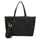 グッチ GUCCI トートバッグ GGデニム トート フリンジ 編み込み カーフ ショルダーバッグ タッセル チャーム ブラック 354665 メンズ レディースバッグ かばん エレガント 高級 上品 大人 ブランド【中古】