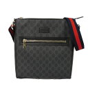 グッチ GUCCI ショルダーバッグ GGスプリーム メッセンジャーバッグ ウェブ ストライプ クロスボディ ロゴ エンボス ブラック 474137 K5RLN 1095 メンズ バッグ かばん エレガント 高級 上品 大人 ブランド【中古】