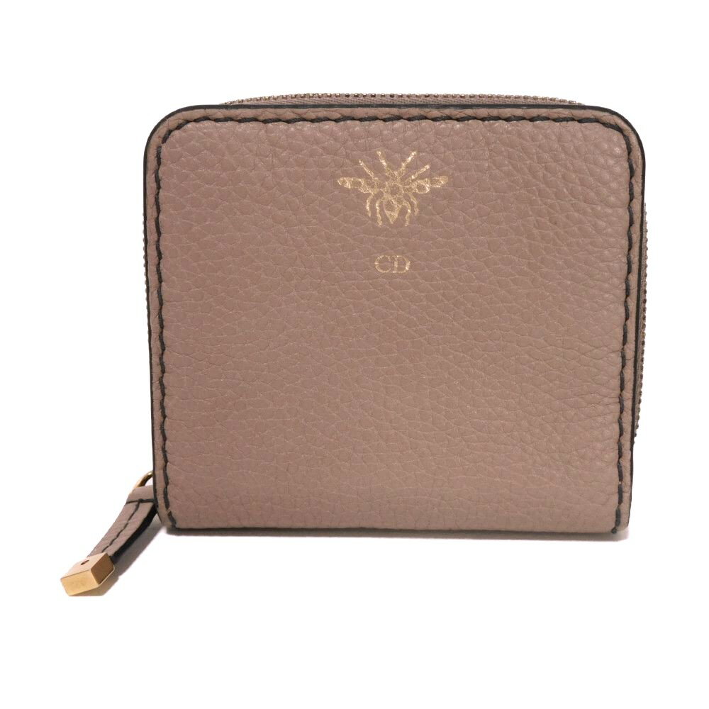 ディオール Dior 二つ折り財布 ビー コンパクト ジップ ウォレット 蜂 グレイン カーフ スナップボタン..