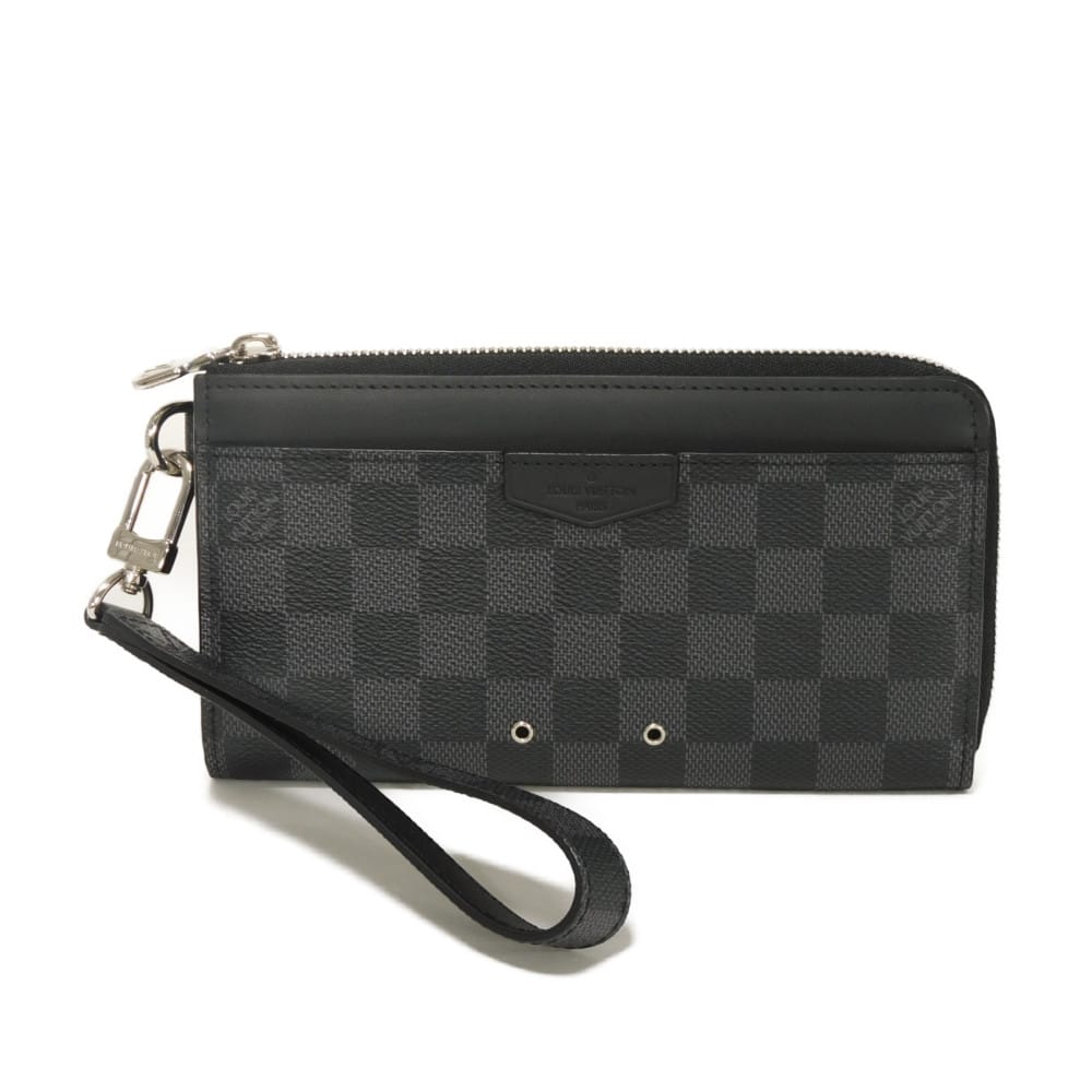 樂天商城 - ルイ・ヴィトン LOUIS VUITTON 長財布 ジッピー ドラゴンヌ ロゴ エンボス L字ファスナー ストラップ RFID ICチップ ダミエ グラフィット ノワール N60379 メンズ 長サイフ サイフ お札入れ エレガント 高級 上品 大人 ブランド【中古】
