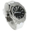 G-SHOCK GA2100 メタル カスタム フロステッド ラバーバンド カシオーク ホワイトベルト ステンレス製 艶消しモデル Frosted Edition CASIOAK シルバー