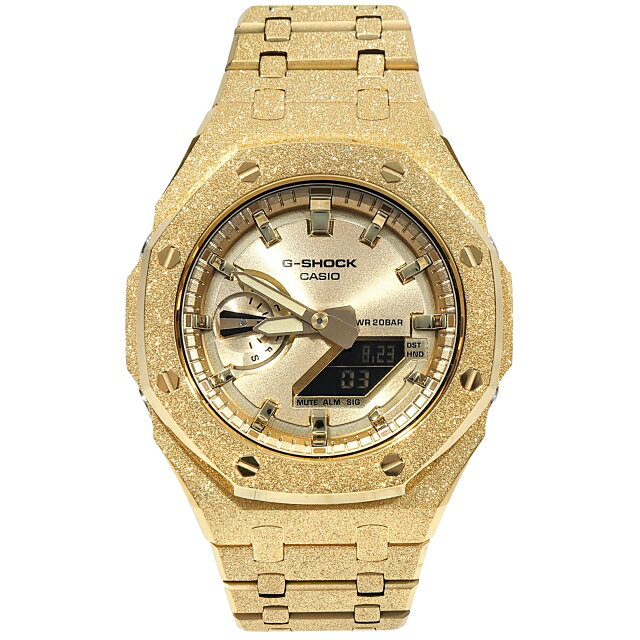 楽天KRONIC Gold and JewelryG-SHOCK GA2100gb GARISH GOLD フロステッド カスタム カシオーク ゴールドダイアル ステンレス製 艶消しモデル Frosted Edition ゴールド