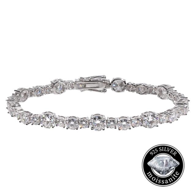 モアサナイト ブレスレット 6.5mm 4mm バブルテニスブレスレット 925Silver メンズジュエリー Moissanite Kronic