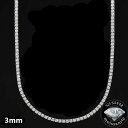 モアサナイト 3mm テニスネックレス シルバー925 Moissanite 14.5カラット メンズジュエリー KRONIC 証明書付