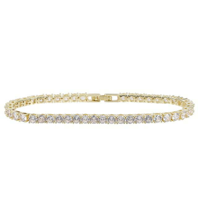 直径4mm×20cm 18K GOLD テニスブレスレット CZダイヤ（キュービック ジルコニア） 直径4mmCZダイヤ TENNIS BRACELET Kronic クロニック ギフト プレゼント 時計 メンズ レディース お祝い 誕生日【保証付】