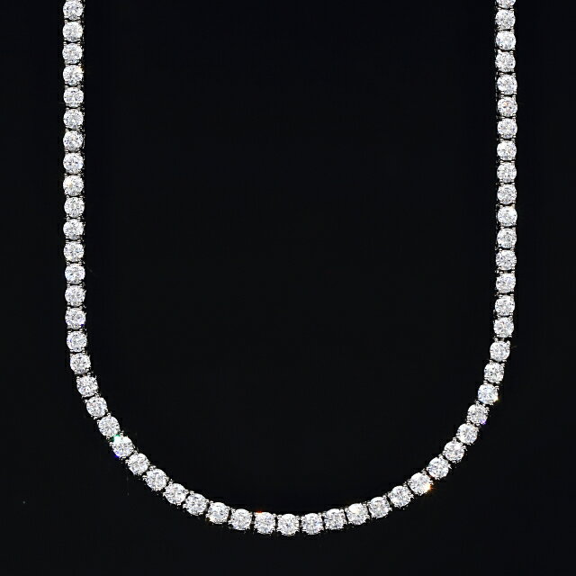 直径4mm 大粒CZダイヤ（キュービックジルコニア） テニスチェーン 50cm TENNIS NECKLACE WG 14K WHITE GOLDKronic クロニック　ギフト プレゼント 時計 メンズ レディース お祝い 誕生日【保証付】