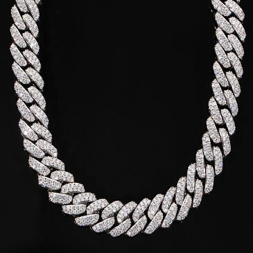 【超極太】幅18mm マイアミキューバンチェーン 45～50cm USラッパー フルCZカスタム MIAMI CUBAN CHAIN 18K WHITE GOLD Kronic クロニック ギフト プレゼント 時計 メンズ レディース お祝い 誕生日【保証付】