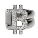 925Silver ビットコイン リング BTC Ring アクセサリー CZダイヤ（キュービック・ジルコニア）シルバー