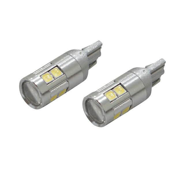 プリウス 30 前期 T10 LED ホワイト 9連 高輝度 3030SMD ポジション球 無極性 2個 全長27mm 純正ハロゲンランプ同等サイズ プロジェクターレンズ アルミヒートシンク コンパクト 小型 バルブ ウェッジ球 白