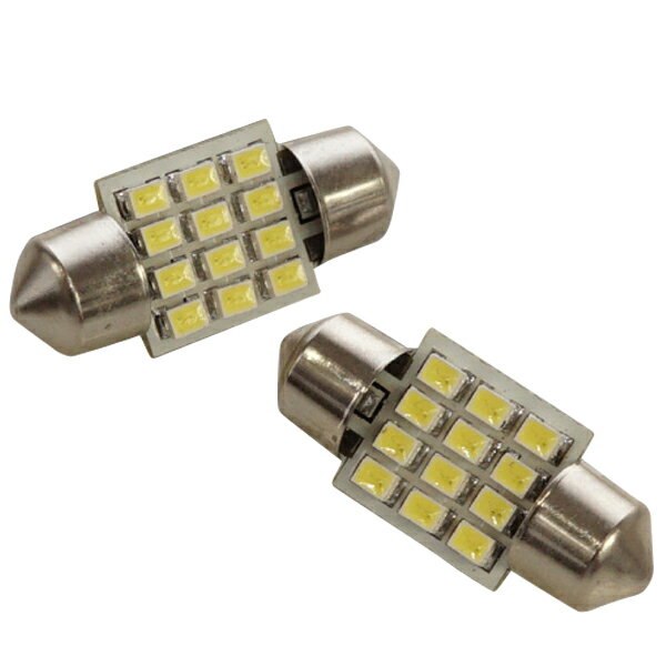 T10×31mm LED ホワイト 1216SMD×12連 6500K バルブ 白 2個 ルームランプ ナンバー灯 ラゲッジランプ カーテシランプ ルームライト ライセンスランプ