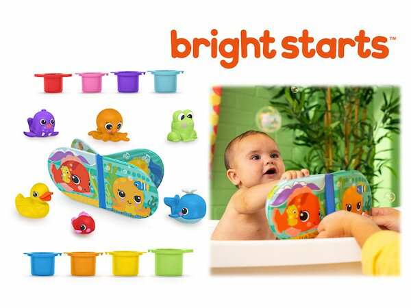 【商品紹介】 15 個のおもちゃ（8 個の水遊びカップ、6 匹のいきもの＜アヒル、クジラ、カエル、魚、たこ、セイウチ＞、ソフトな防水の本）が入ったセットです。 ●6匹のいきものはお水に浮かべて遊べます。 ●大きさの違う8種類のカップはそれぞれ底に穴が開いていて、お水を入れるとシャワーのように流れます。 ●BPAフリーで、乳幼児が舐めたり噛んだりしても安心です。 ●お部屋でも色々な遊び方ができます。 ■生産地 企画：アメリカ　製造：中国 ■パッケージサイズ：35×9×24.3cm、540g ■素材：PP、PVC、EVA、アルギド樹脂 ■対象年齢：6ヵ月～ ■JAN：0074451166783 キッズ・エンターテインメント ハーフバースデー　1歳　2歳　誕生日　プレゼント　ベビー バス用品 おふろのおもちゃ