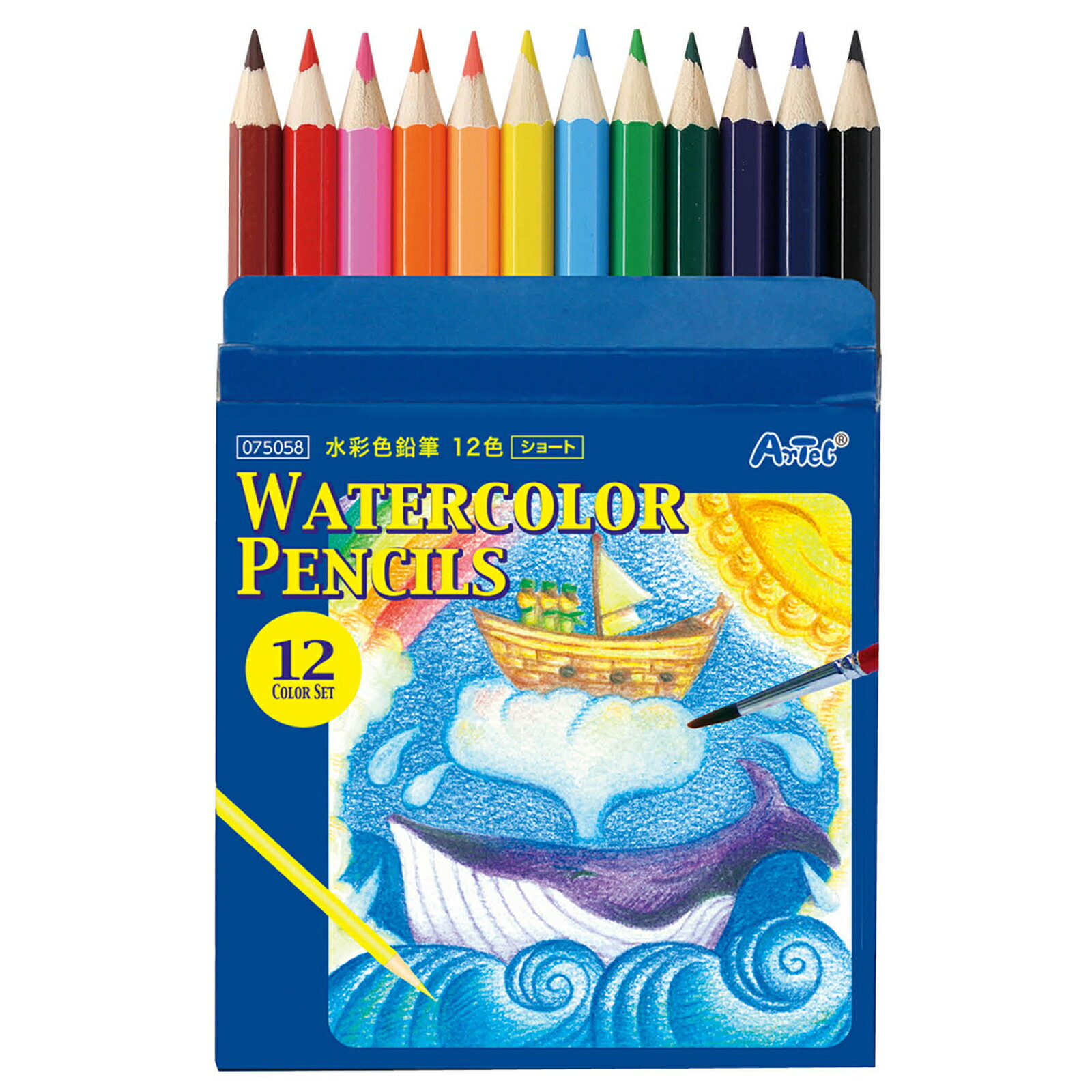 水彩色鉛筆 12色ショート 75058 (750583) 工作 知育 玩具 アーテック+