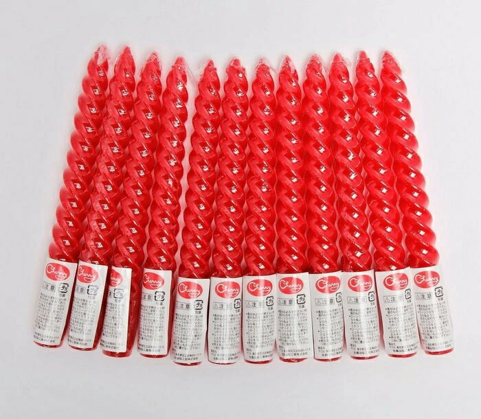 8インチスパイラルキャンドル シュリンク 赤 1箱 （12本入り） インテリア 雑貨 ろうそく パーティーグ..