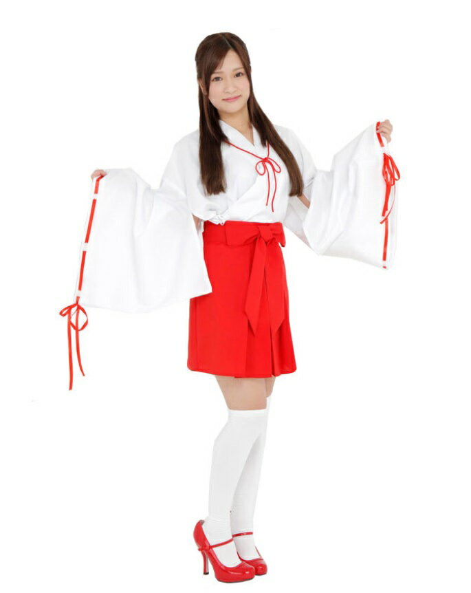 巫女さんショート(471299) 【 コスプレ 衣装 ハロウィン 仮装 レディース 服 コスチューム 巫女 和服 みこ 和風 時代劇 巫女装束 余興 女性用 パ...
