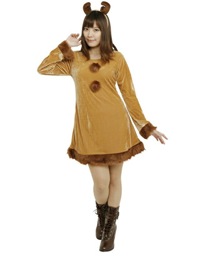 トナカイ コスプレ ベーシックトナカイワンピース (448789)【 コスプレ 衣装 動物 アニマル ワンピース レディース トナカイ衣装 仮装 大人用 女性用...