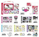 サンリオ プリントシール風ステッカーセット(2枚セット)(キティ&ディアダニエル・マイメロディ&クロミ・バッドばつ丸&クロミ・シナモロール&みるく・集合・はぴだ...