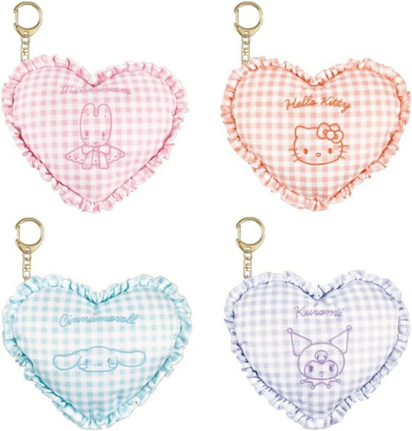 サンリオハートクッションポーチ（マロンクリーム・ハローキティ・シナモロール・クロミ）