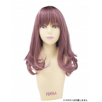 ★プリシラ オールウィッグ グラデ フリルカールミディ CTA-693 耐熱　CTDP・ダークプラム