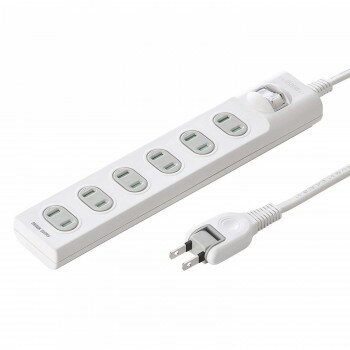 サンワサプライ 火災予防安全タップ 2P・6個口・5m ホワイト TAP-TSH65SWN