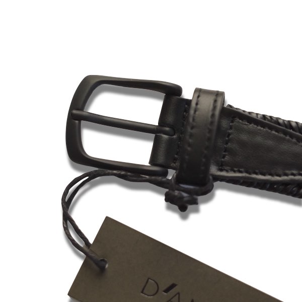 Mens Ladys SelectShop クランチのダミコ D'AMICO エラスティックイントレチャートレザーベルト ACU2898 ブラック【イタリア製】【送料無料】黒 メッシュベルト 3cm ギフト プレゼント ストレッチベルト｜アングル3